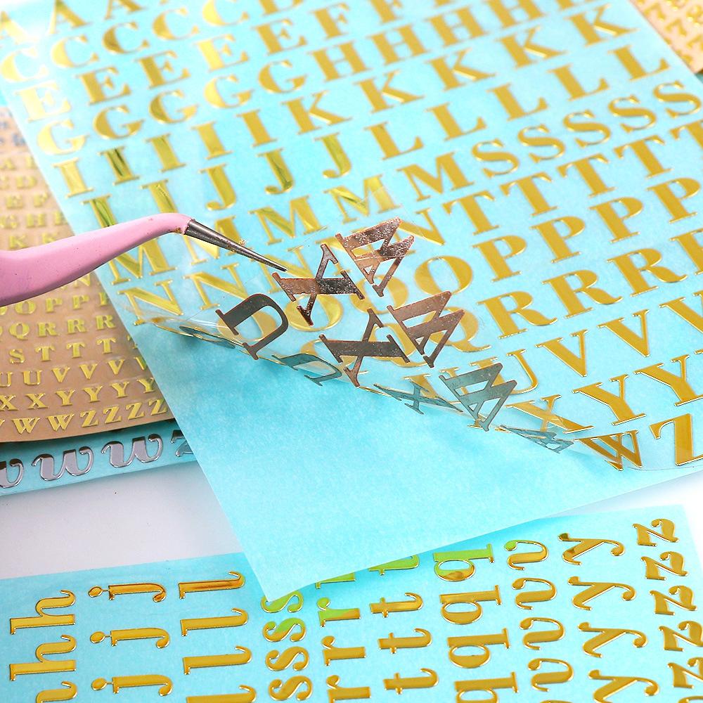 Silicone world 2-9mm Alphabet Letters Numbers Decor Stickers Gold Silver Epoxy Resin Filler For DIY Silicone Molds Craft Making