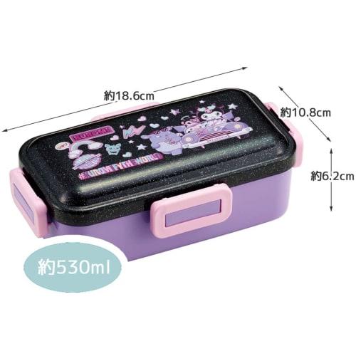 Skater Bento Box, 530ml, Single Tier, for Women, Made in Japan, with Leak-Resistant 4-Point Lock, Dishwasher and Microwave Safe, Sanrio Kuromi Wonder