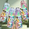 1PC Six Seven Pastel Graffiti Number Pattern 750ml Color Plastic Sports Water Bottle Leakproof Flip Straw Lid Suitable for Sports Office Home Use
