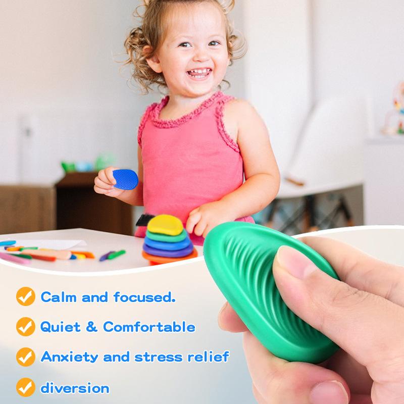 Sensory Fidget Toys Stone for Kids 6 Pack Textured Soft Worry Stone for Autism ADHD Teens Anxiety Stress Relief Toys Set