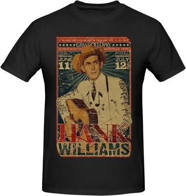 T-shirt Hank Music Williams T-shirt Manches Courtes Col Rond Haut Décontracté Basique Classique Mode Noir