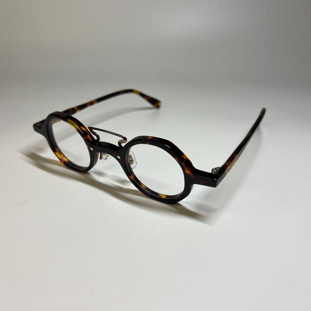 Used New and unused Sunglasses Glasses Eyewear French Vintage Round Round Glasses Boston Retro Tortoiseshell Brown Demi Men's Women's Unisex G-2