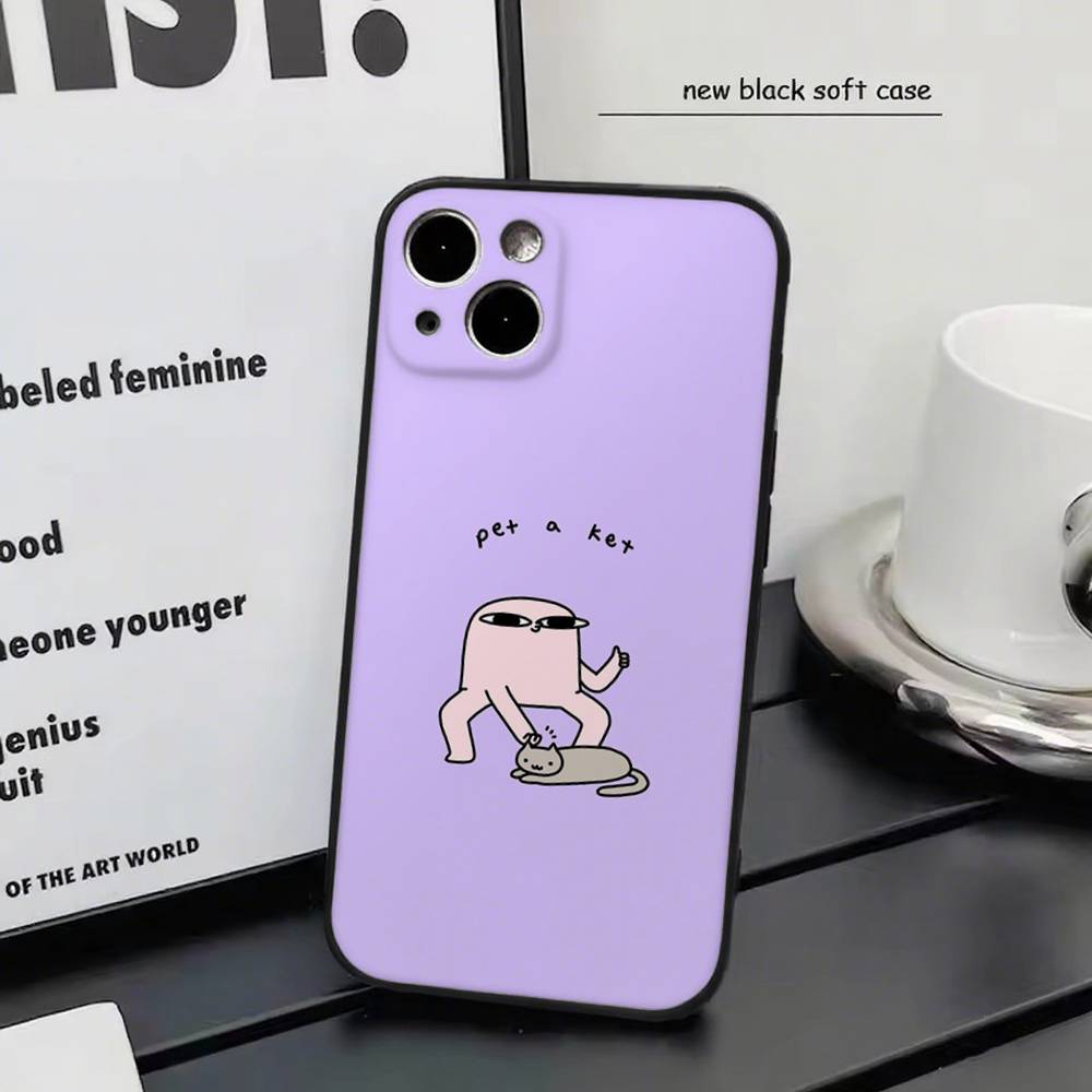 Pink Cartoon Funny big eyes ketnipz For iPhone 17 air 16 15 14 13 12 11 Pro Black Soft Cover Phone Case
