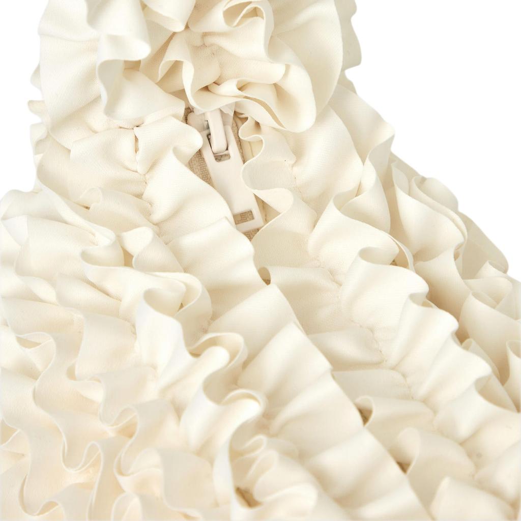 COS Petal Pleated Zipper Closure Polyester Tote Shoulder Bag Medium Women Bags Ivory 1269101002