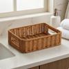 Imitation Rattan Storage Basket Open Top Braided Container Side Handles Light Brown 26198cm