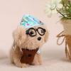 Sleeping Glasses Dog Plush Keychain Cute Puppy Backpack Charm with Wizard Hat & Bib Soft PP Cotton Stuffed Doll Gift for Dog Lovers