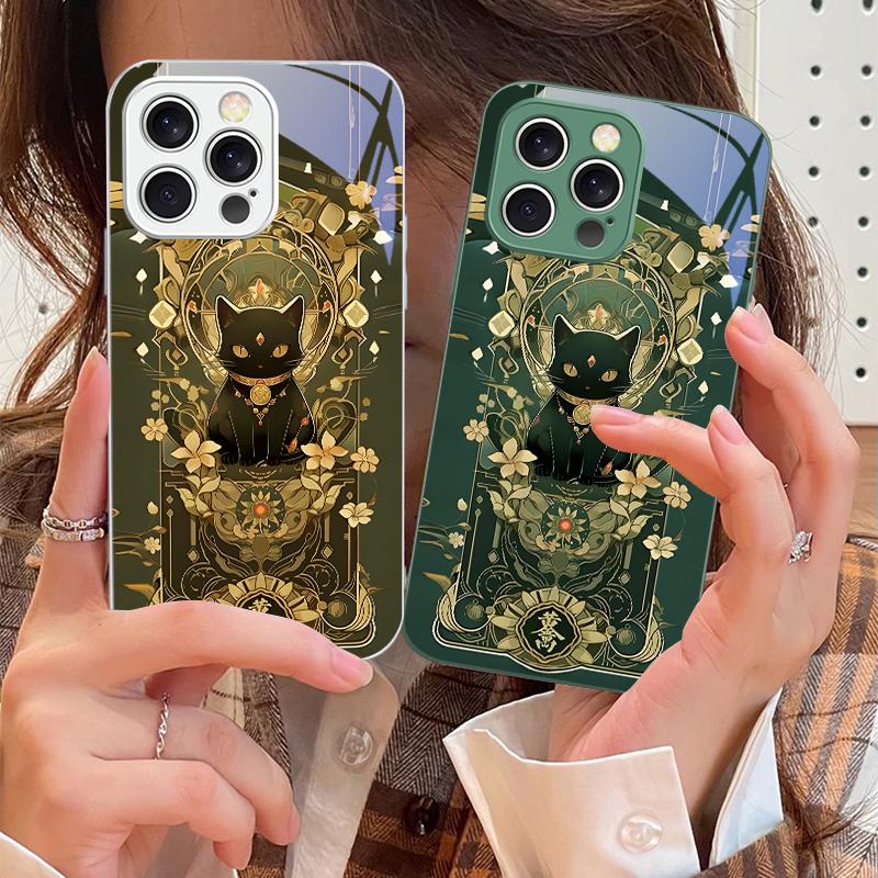 Fantasy Glückskatze Blau Für iPhone 17 Air 16 E 15 14 13 Plus 12 mini 11 17 Pro Max XR Xs Max 16E X 7 8 Gehärtetes Glas Handyhülle