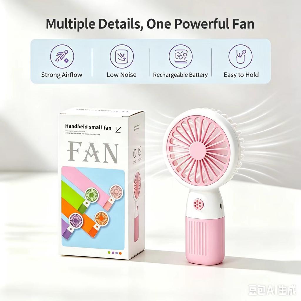 Mini Handheld Fan USB Rechargeable Foldable Pocket Cooling Fan 3 Speed Adjustable Silent Portable Fan for Travel Outdoor Student