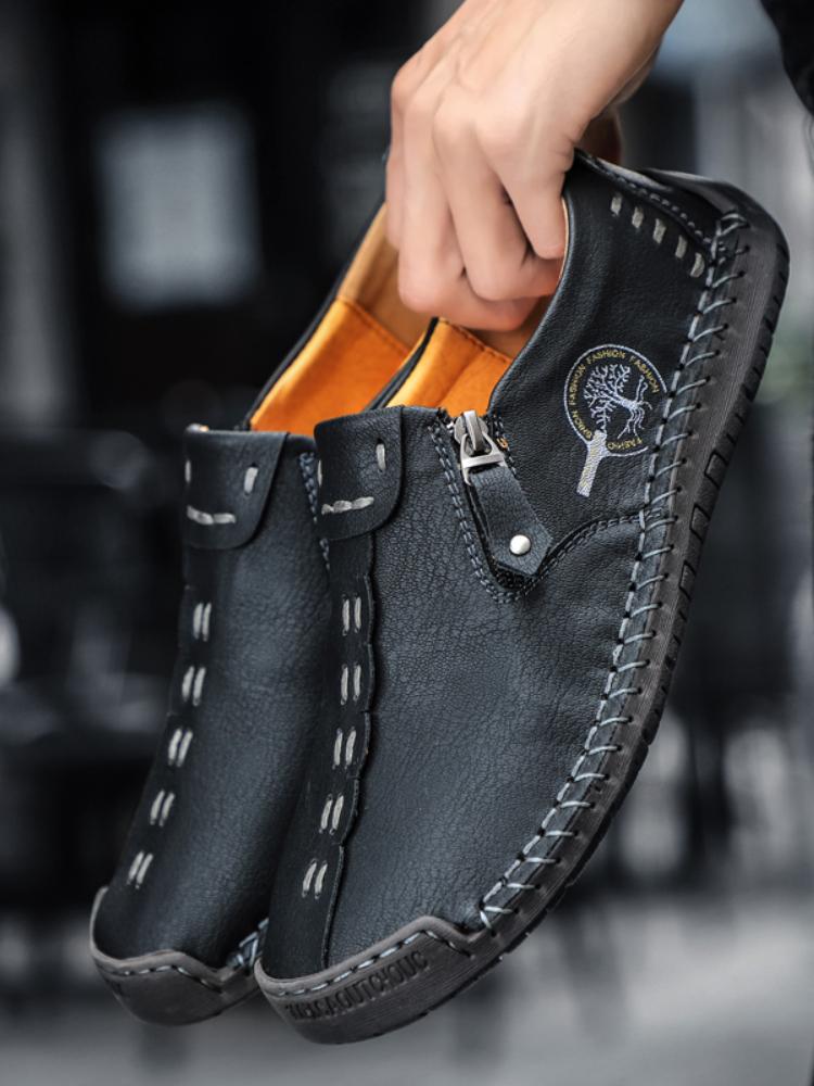 Fashion Men Casual Leather Shoes Comfortable Anti-slip Flat Shoes Soft Leather Shoes Hot Sales Free Delivery of Men Shoes In Large Size