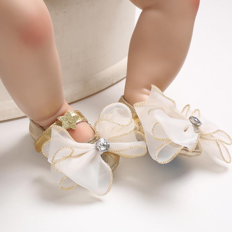 Baby Shoes Princess Shoes Female Baby Shoes Spring Summer and Autumn 0-1 Years Old Star PU Soft Bottom Learning Shoes