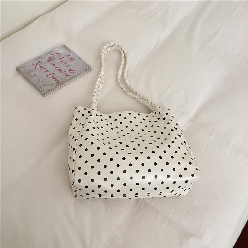 Fashionable Polka Dot Shoulder Bag for Commuting, Large Capacity Bag, Hand-held Tote Bag