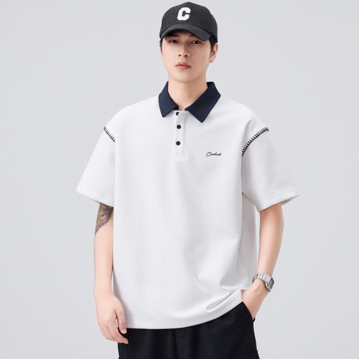 

Men s Summer New Loose Short-sleeved POLO Shirt Men s Lapel Thin Short T-top M білий