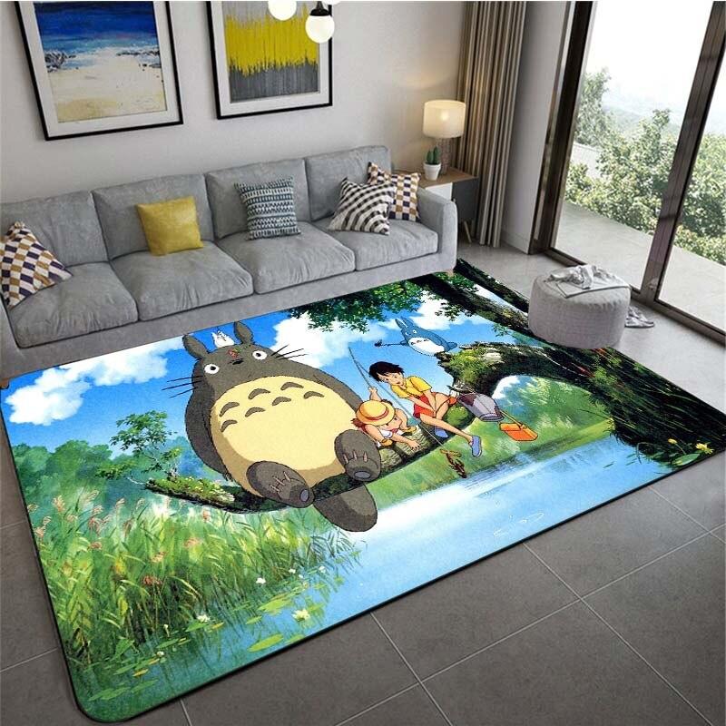 Japanese Amime My Neighbor Totoro Cartoon Floor Mats Bedroom Living Room Soft Carpet Non-slip Area Rug Home Decor