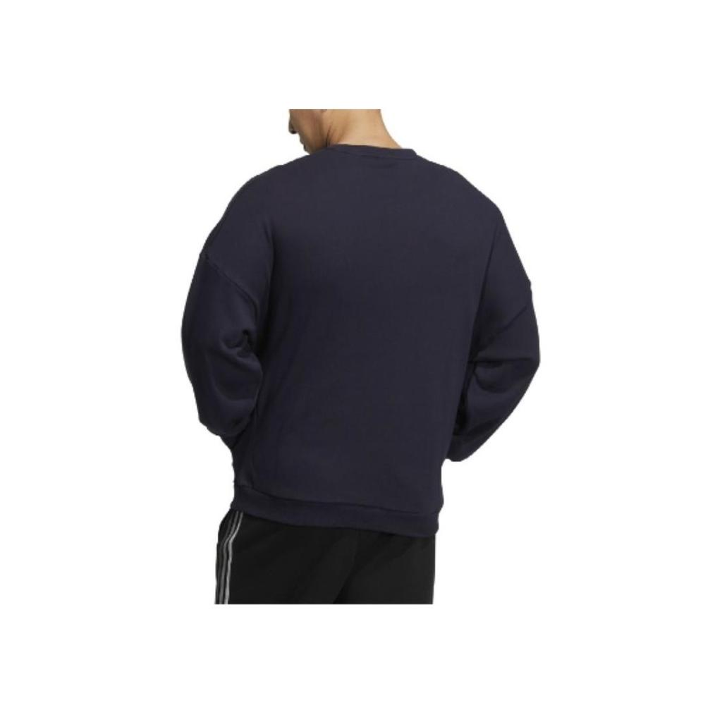 Adidas Round Neck Striped Letter Print Pullover Sweatshirt Men sweatshirt Dark-Blue HM2680