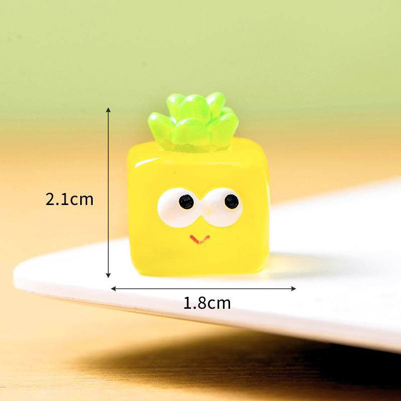 Glow-in-the-dark Fruit Ice Cube Cartoon Cute Luminous Emoticon Square Resin Decorative Desktop Hairpin Accessories