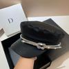 A-class Rhinestone Pipe Navy Hat, European and American Fashion Trend Brand Personalized Black Newsboy Hat Autumn Light Luxury Niche Cap