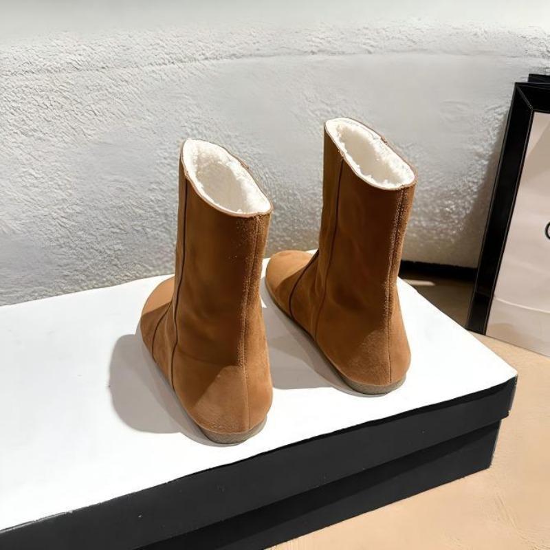 Inner heightening velvet boots Cowhide version short boots women s new retro warm short boots 40