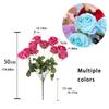 10 Heads Rose Artificial Flowers Bouquet Wedding Home Party Decor