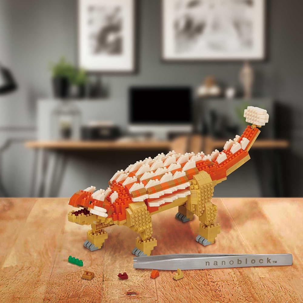 Kawada Nano Block Dinosaur DX Ankylosaurus NBM-063 4.5x28x21cm Building Toy for Ages 12 and Up