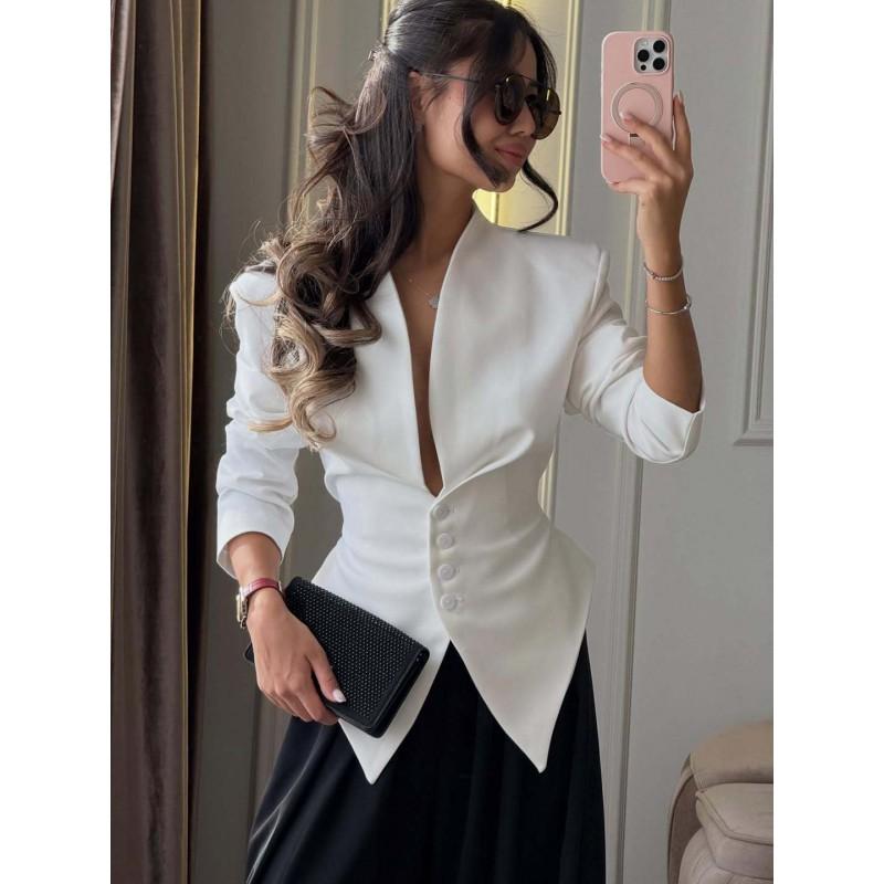 Womens Slim Fit Asymmetrical Blazer Jacket