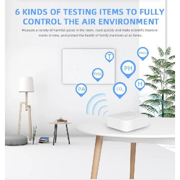 Tuya ZigBee/WiFi Air Quality Detector PM2.5 Formaldehyde VOC CO2 Temperature Humidity 6in1 Smart Air Box Sensor Via Alexa Google