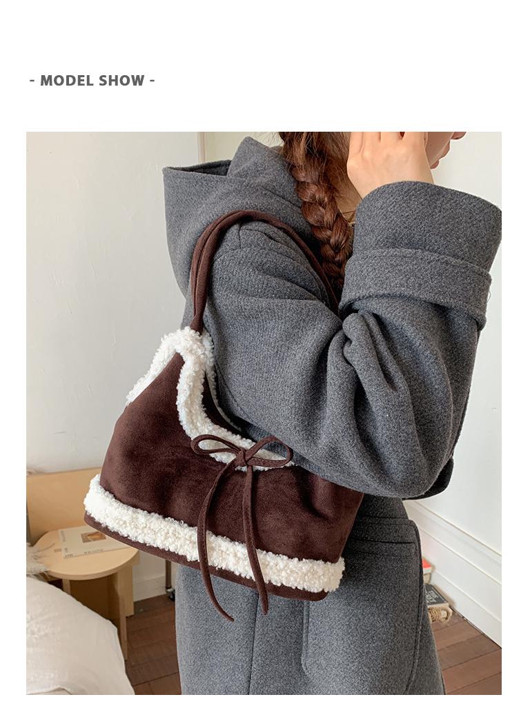 Korean-Style Plush Suede Shoulder Bag for Women - 2025 Fashion