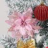 Christmas Glitter Flowers Fake Flower Christmas Tree Decorations for Home 2025 Tree Pendant Ornaments Navidad New Year 2026 Gift