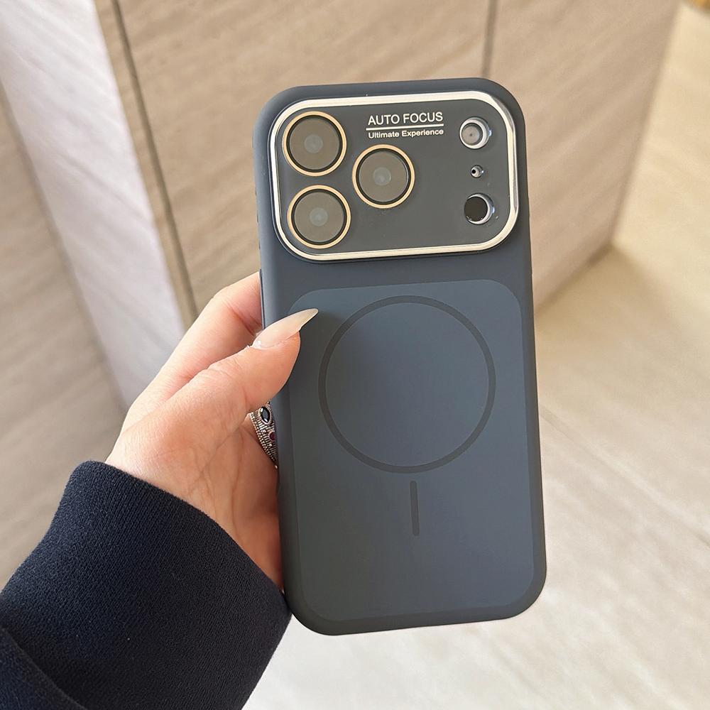 Solid Color Silicone For Magsafe Magnetic Phone Case For iPhone 17 Air 16 Pro Max Wireless Charge Large Window Shockproof Cover