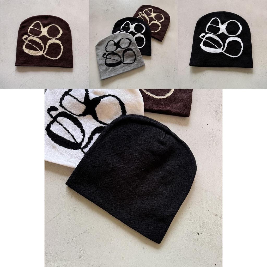 Korean Style High Top Knit Hat With Embroidered Letters For Autumn Winter Casual