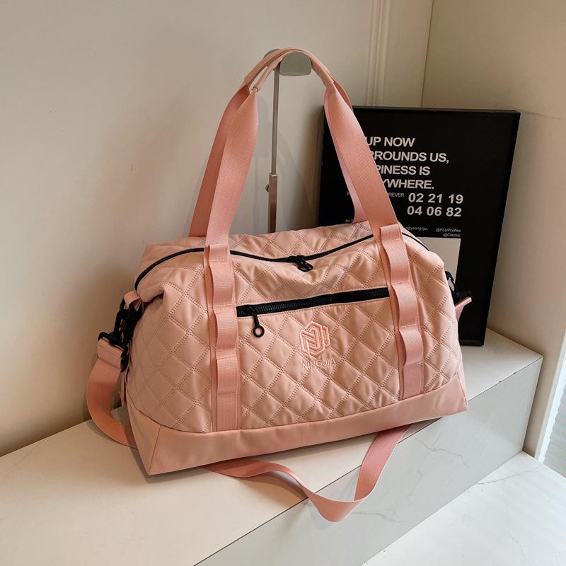 Rhombus Fitness Bag Portable Yoga Bag Women's Dry and Wet Separation Waterproof Large Capacity Luggage Bag Short-haul Travel Bag