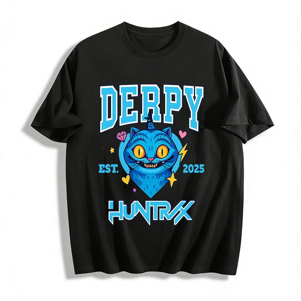 

2025 New Derpy Wizard Blue Cat Print Streetwear Casual T-Shirt Unisex Trendy Top Pure cotton T-shirt XXS