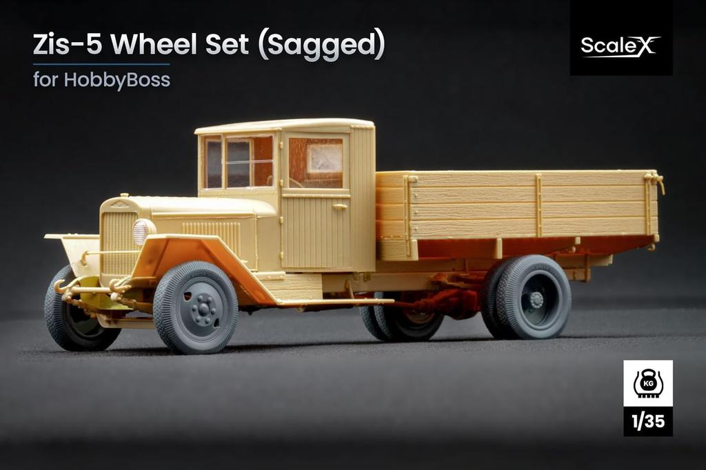Scale-X 1/35 ZiS-5 Weight-Deforming Wheel Set with Spare Tire (for Hobby Boss) Plastic Model Parts SCXWW35002S (Military Vehicle)