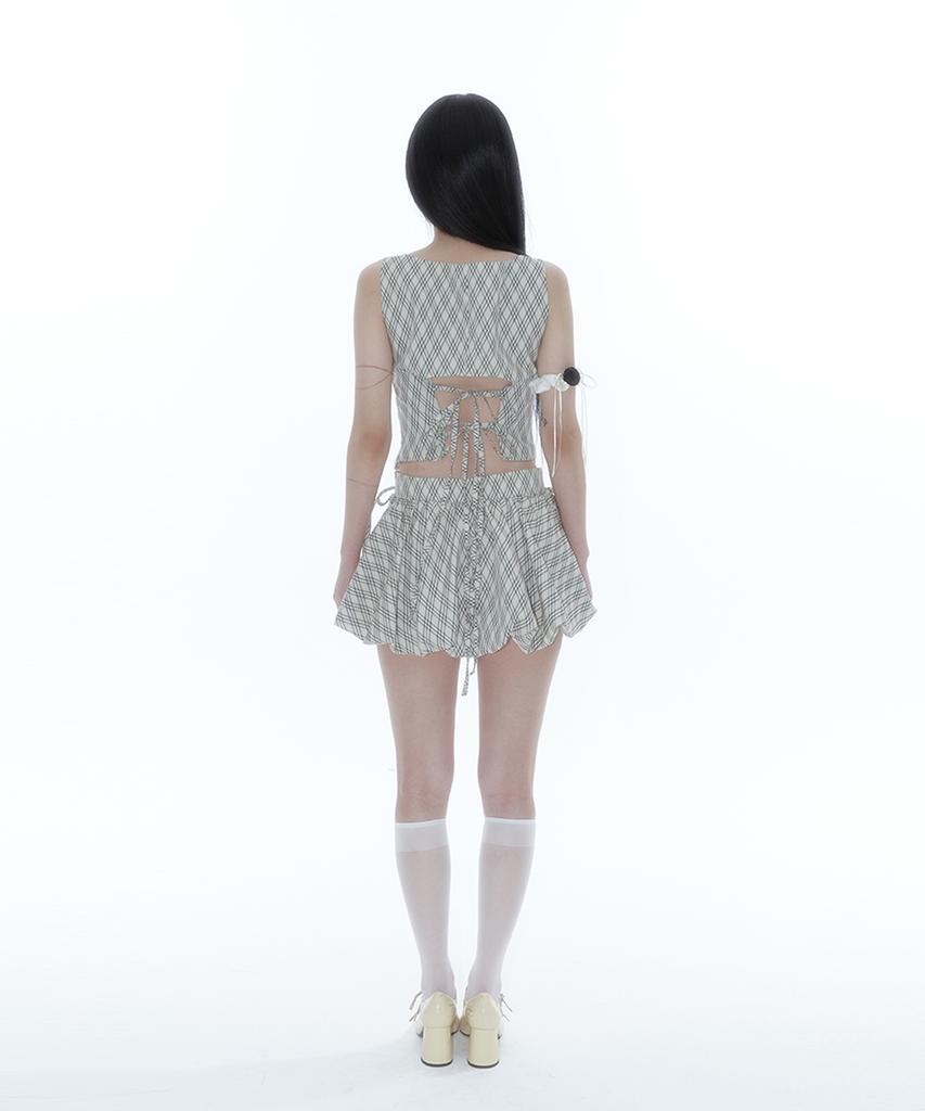Kasiko Fairy Ribbon Bubble Skirt Checked