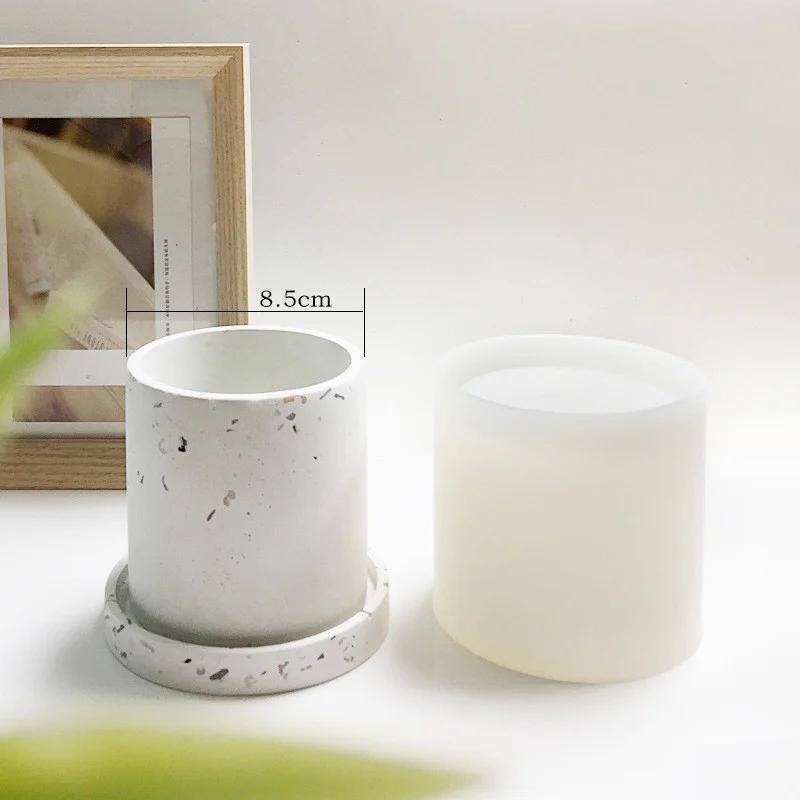 Cement Flowerpot Mold Silicone DIY Succulent Pot Round Square Terrazzo Flowerpot Mold Resin Cement Art Supplies Clay Molds