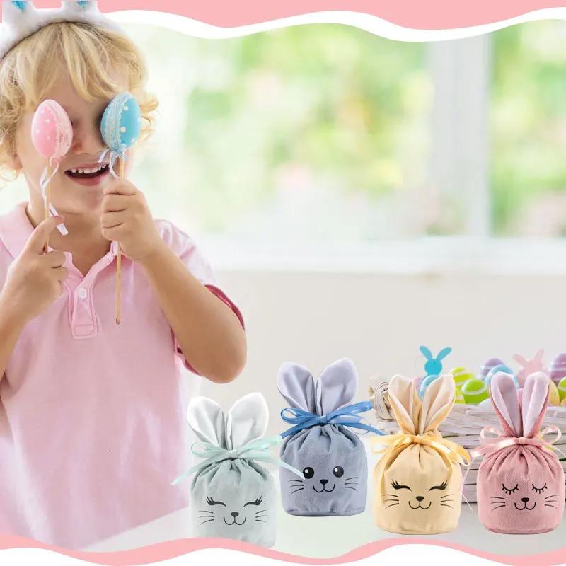 Ears Lucky Bag Easter Gift Bag Rabbit Smiling Face Hot Stamping Craft Wedding Candy Bag Wedding Candy Box Party