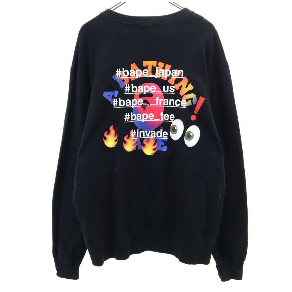 

A BATHING APE Back print Long sleeve sweat trainer 2XL black Back brushed Men s Used