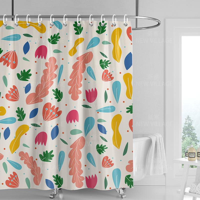 

Домашние шторки для душа ванная Декора водонепроницаемая ткань нескользящий коврик для ванной водопоглощающая штора Современный скандинавский простой растение 90x180cm