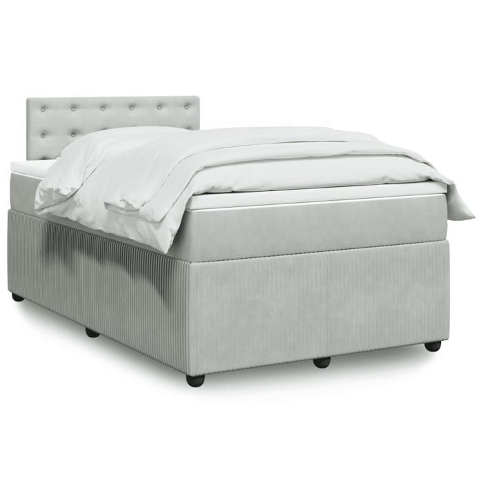 VidaXL Slatted Bed Base and Mattress Light Grey 120x190cm Velvet 3289998
