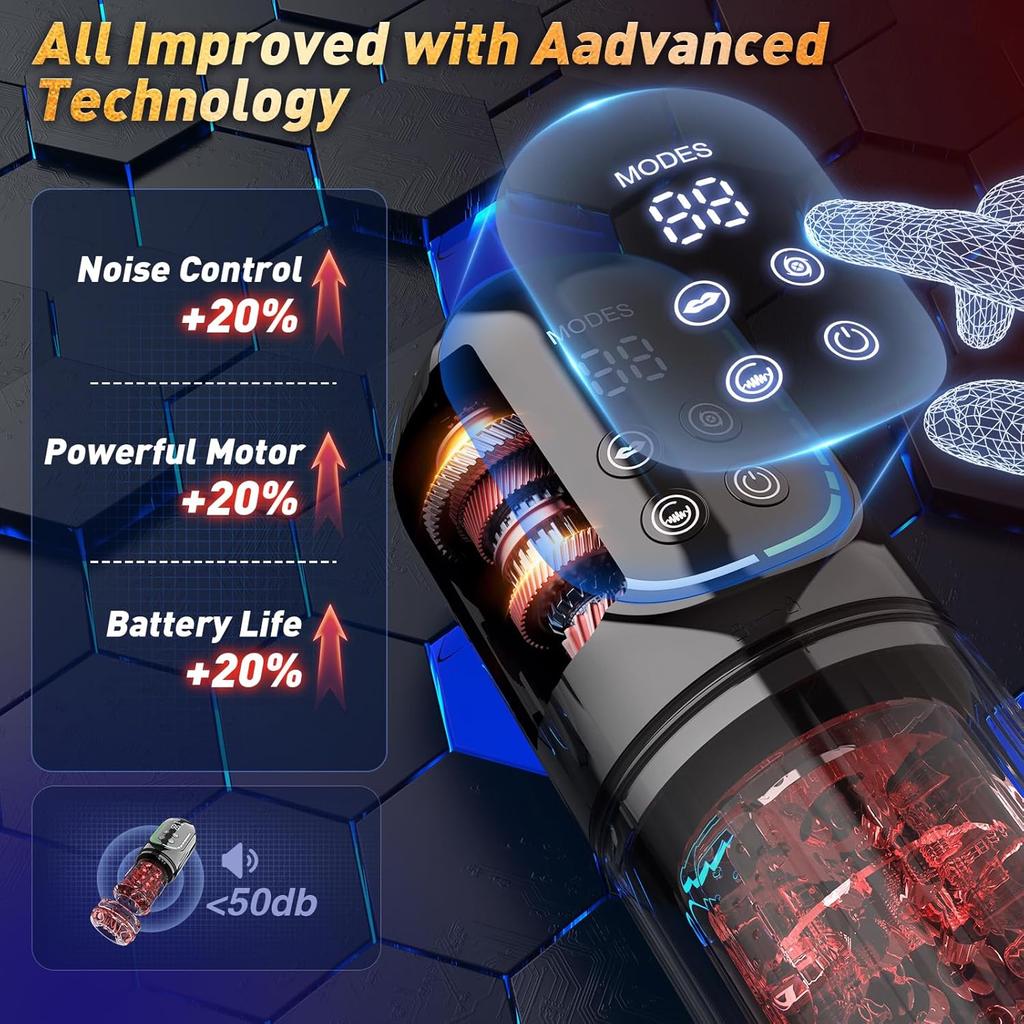 Thrusting Rotation Piston Male Masturbator Automatic Sucking Licking LCD Vacuum Sucking Vibrator Pocket Pussy Adult Sex Toys 18+