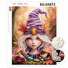 DIY Pearl Bead Art Canvas Autumn Witch Mushroom Leaf Pattern Frameless 3D Painting Kit for Bedroom Living Room Wall Decor