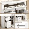 76X46x87cm freestanding bathroom washstand, moisture-resistant coating, adjustable storage space in cabinet and integrated ceramic washbasin, white.