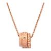 Coach Signature Three Rings Kissing C Series Glass Brass Necklace Women’s Rose Gold