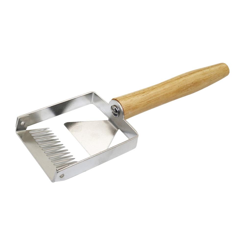 Apiculture Beehive Honey Cutter Uncapping Scraper Stainless Steel Wooden Handle Honeycomb Needle Type Scraping Shovel Beekeeping