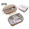 Lancheira Térmica com Compartimentos Fácil de Limpar Recipiente de Almoço de Aço Inoxidável Caixa Bento Reutilizável com Utensílios para Adultos Crianças