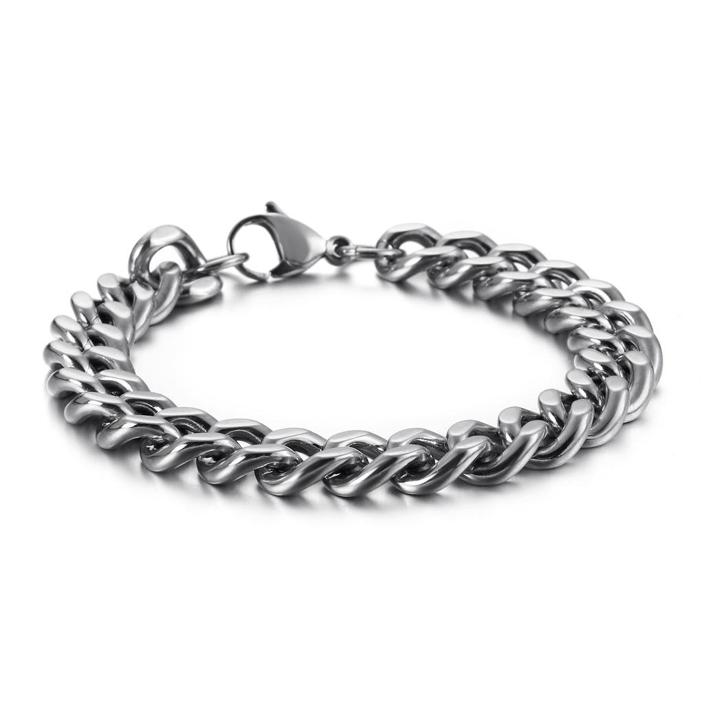 Kalen Shiny Stainless Steel Men's Bracelet Hip Hop Women's Multicolor Simple Cuban Chain Handmade Jewelry 19-23cm Length Gift
