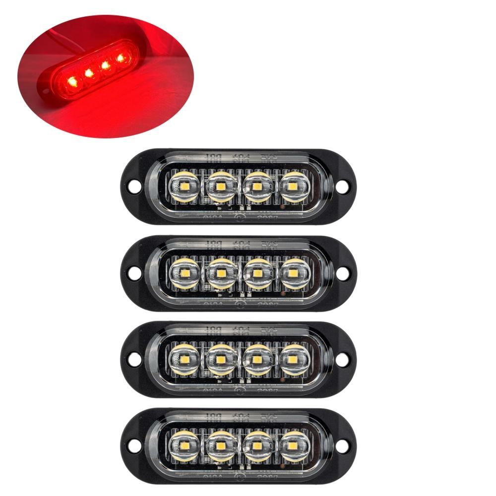 4PCS 12/24 Volt Side Marker Lights LED Smoked Lens Amber 4LED Side Markering Truck Light Boat Trailer Indicator Signal Light