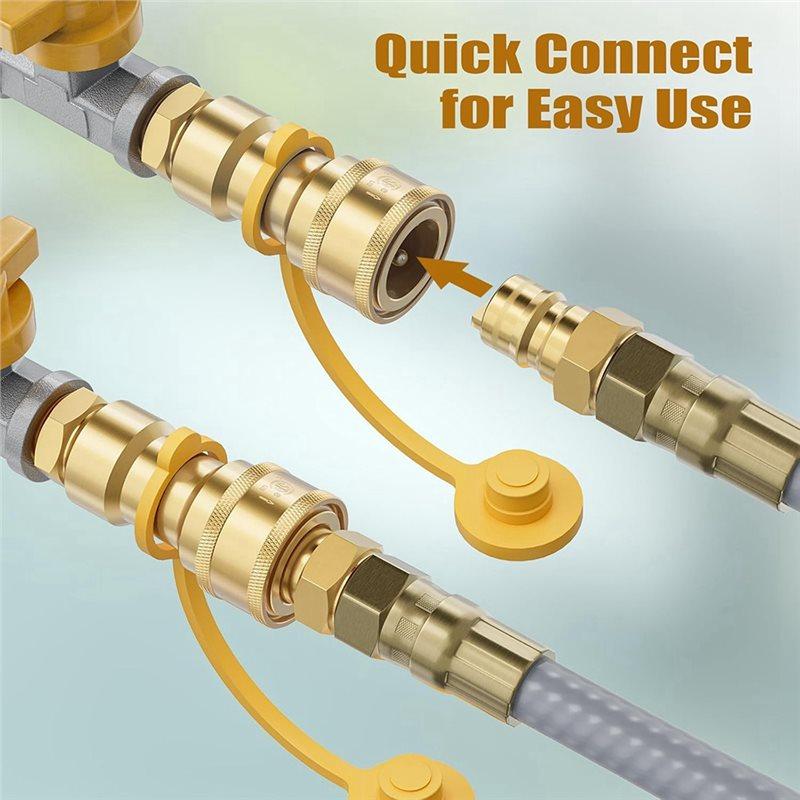 ABBP-1/2" Natural Gas Quick Connect Solid Brass Gas Fitting Kit Propane Quick Connect Fitting