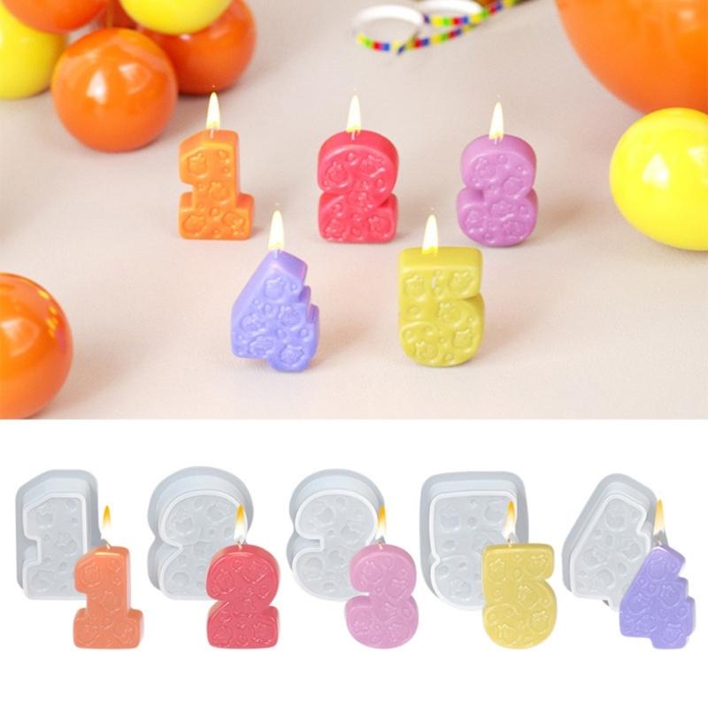 Strawberry Number Silicone Candle Mold Baking Mold for Candle Soap Chocolate Cake Fondant and Epoxy Resin Craft Project