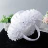 Flower Girl Basket White Small Cloth Baskets with Faux Lace Flowers Decor for Wedding Ceremony Party Desktop Decor