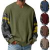 Men's Camouflage Stylish V-Neck Ribbed Textured Long-Sleeve T-Shirt